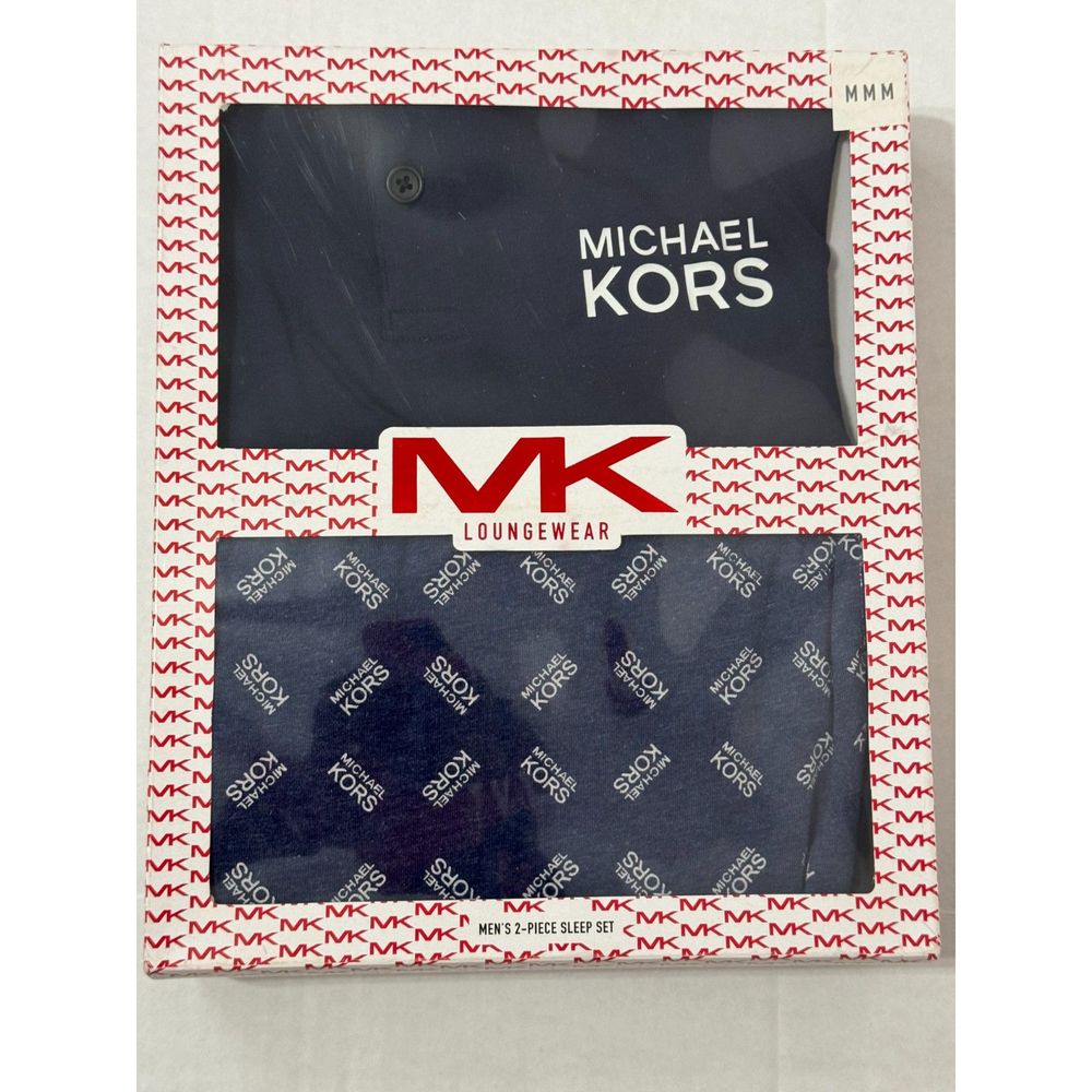 Michael Kors NWT Sz M Navy Men's Loungewear 2 Piece Sleepwear Set In A Box - Picture 3 of 8